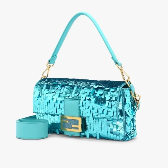 Fendi Turquoise Sequin Baguette *RARE & SOLD OUT* - Picture 7 of 15
